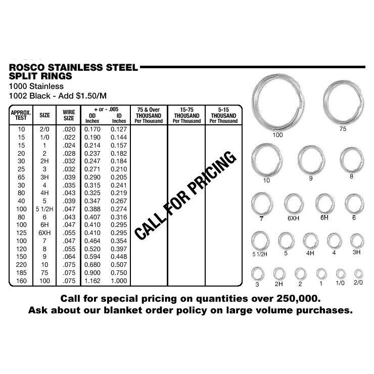 Rosco Stainless Steel Split Rings Size 8